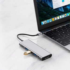Tech-Protect HB04 HUB Sovitin 9in1 USB-C + USB2.0 + USB3.0 + HDMI 4K 60Hz + SD / TF + PD100W + AV3.5 - harmaa