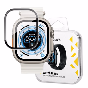 Wozinsky Full Glue Akryylinäytönsuoja Apple Watch 49mm 9H koko näyttö mustalla kehyksellä