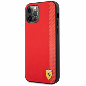 Ferrari FESAXHCP12LRE iPhone 12 Pro Max 6.7" punainen/punainen kovakotelo On Track Carbon Stripe