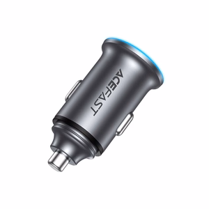 Acefast B15 autolaturi 65 W USB-C/USB-A harmaa