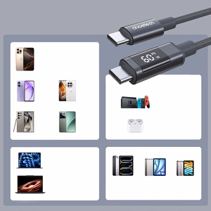 Choetech XCC-1068 PD 60 W USB-C - USB-C kaapeli näytöllä 1,2 m - musta