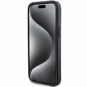 Karl Lagerfeld Gripstand Saffiano Choupette Pins Suojakuori iPhone 15 Plus / 14 Pluslle - musta