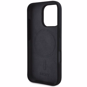 DKNY Silikoninen Valkoinen Painettu Logo MagSafe Suojakuori iPhone 16 Pro Max:lle - Musta