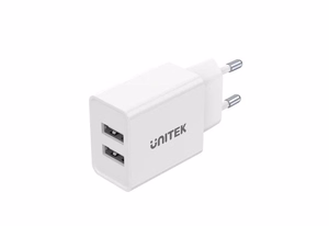 Unitek P1113A-EU - Laturi 2X USB-A, 12 W, valkoinen