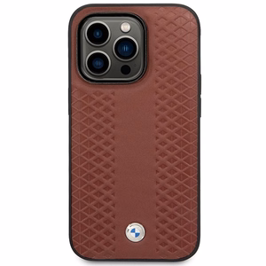 BMW BMHMP14L22RFGR burgundinpunainen nahkainen timanttikuvioinen suojakuori iPhone 14 Pro 6.1 MagSafe