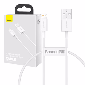 Baseus Superior USB - Lightning -kaapeli 2.4A 0,25 m valkoinen (CALYS-02)
