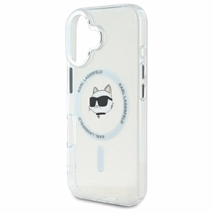 Karl Lagerfeld Suojakuori iPhone 16 6.1 KLHMP16SHLSCHH Valkoinen Kova IML Metal Choupette Head MagSafe