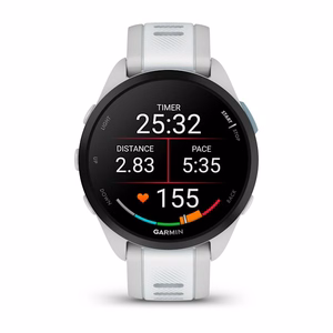 Garmin Forerunner 165 Music -GPS-älykello, 1,2 tuuman (3,05 cm) AMOLED-kosketusnäyttö, 43 mm, 390 × 390 px, harmaa