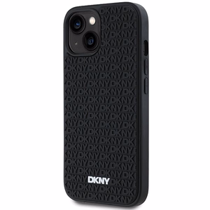 DKNY 3D Rubber Repeat Pattern Suojakuori iPhone 15/14/13:lle - Musta