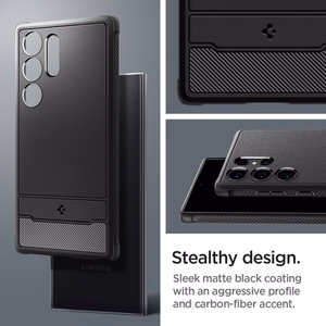 Spigen Rugged Armor suojakuori Samsung Galaxy S24 Ultra:lle matta musta