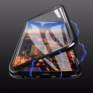 Wozinsky Full Magnetic Case Full Body etu- ja takakuori sisäänrakennettu lasi Vivo X60 musta läpinäkyvä musta läpinäkyvä