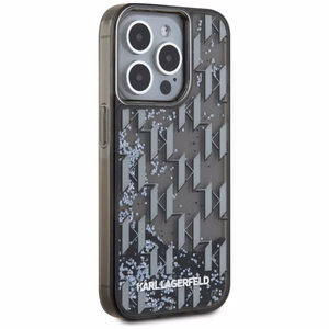Karl Lagerfeld Liquide Glitter Monogram Gradient Suojakuori iPhone 15 Pro Max:lle - musta
