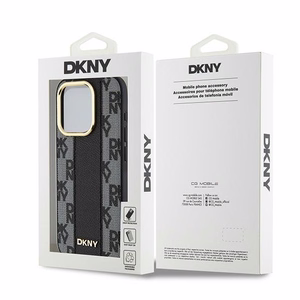 DKNY Nahkainen Checkered Mono Pattern MagSafe Suojakuori iPhone 15 Pro:lle - Musta