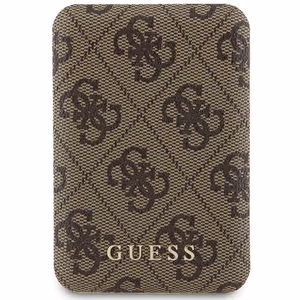 Guess Powerbank induktiivinen 15W GUPB5FP4EMGW 5000mAh ruskea/ruskea 4G Nahka Metalli Logo MagSafe
