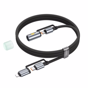 Hoco U138 All-in-One Kaapeli USB-C/Lightning - USB-C LED PD 3A 60W 1.2m musta