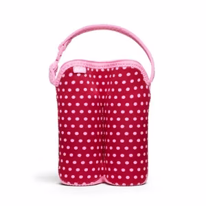 BUILT Bottle Buddy eristetty neopreenilaukku kahdelle pullolle, Baby Pink Mini Dots