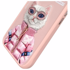 NIMMY Suojakuori COOL&CUTE 2.0 Kissa iPhone 16:lle vaaleanpunainen