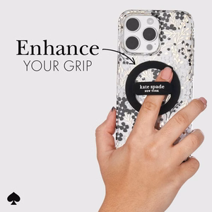 Kate Spade New York Magnetic Loop Grip -magneettinen MagSafe-sormipidike puhelimelle, musta