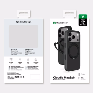 AmazingThing Cloudie iPhone 17 Pro Max Suojakuori jalustan kanssa - musta
