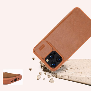 Kotelo Nillkin Qin Pro Nahka Apple iPhone 14 Pro Max ruskea