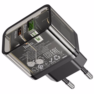 Puhelinlaturi Hoco USB A + USB C QC3.0 PD 3A 20W N34 läpinäkyvä