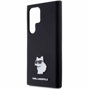 Karl Lagerfeld Silikoninen Choupette Metal Pin Suojakuori Samsung Galaxy S24 Ultralle - musta