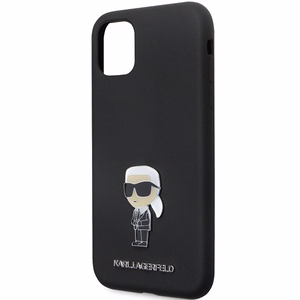 Karl Lagerfeld Suojakuori iPhone 11:lle KLHCN61SMHKNPK musta HC Silikoninen Ikonik Metal Pin