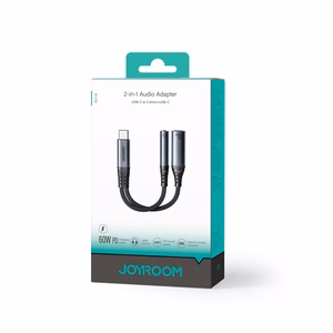 Joyroom SY-C02 2in1 DAC-sovitin USB-C - USB-C / 3,5 mm minijack - musta