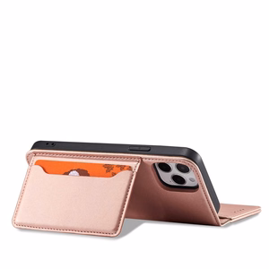 Magneettikorttikotelo iPhone 12 Pro Kotelo kortti lompakko kortti jalusta vaaleanpunainen
