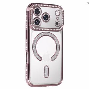 Bling MagSafe Suojakuori iPhone 17 Pro:lle vaaleanpunainen