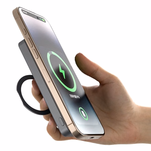 Dudao K28 10000mAh PD 22.5W MagSafe Powerbank metallikotelolla ja rengasjalustalla - harmaa