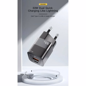 Charger Essager "GaN Square" Black 33W (PD / QC3.0)