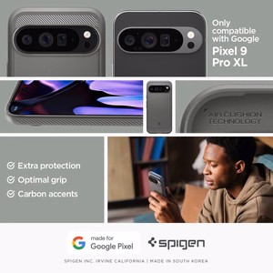 Spigen Rugged Armor -suojakuori Google Pixel 9 Pro XL:lle - harmaa