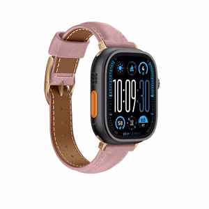 AmazingThing Class Band Nahkainen Hihna Apple Watch 45 / 46 / 49 mm:lle - vaaleanpunainen