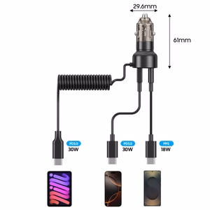 CC05 Car Charger 2-Port PD60 W + USB-C Cable - Black