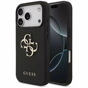 Guess Grained Big 4G & Classic Logo Suojakuori iPhone 17 Prolle - musta