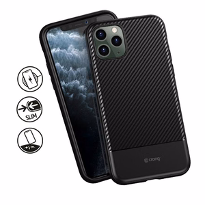 Crong Prestige Carbon suojakuori laitteelle iPhone 11 Pro Max, musta