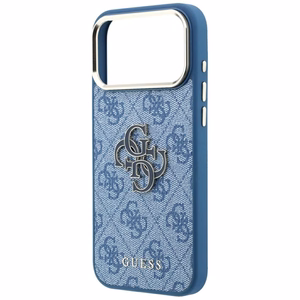 Guess 4G & Big Resin Logo -suojakuori iPhone 17 Pro Max / 18 Pro Max -malleille, vaaleansininen