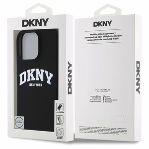 DKNY Silikoninen Valkoinen Painettu Logo MagSafe Suojakuori iPhone 16 Pro Max:lle - Musta