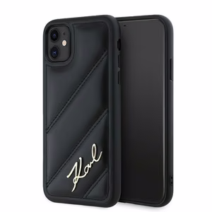 Karl Lagerfeld Diagonal Quilted Script Suojakuori iPhone 11 / Xr:lle - musta