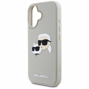 Karl Lagerfeld HC 3D Rubber Double Heads Suojakuori iPhone 16:lle - beige
