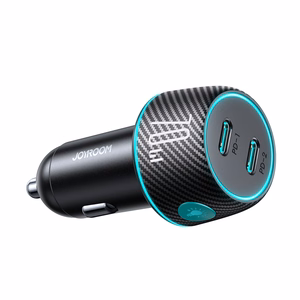 2x USB C 70W auton laturi LED-taustavalaistuksella Joyroom JR-CCN02 - musta