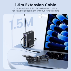 Tech-Protect DC240W-GaN latausasema 6 porttia 4 x USB-C 2 x USB-A 240W QC3.0 - musta