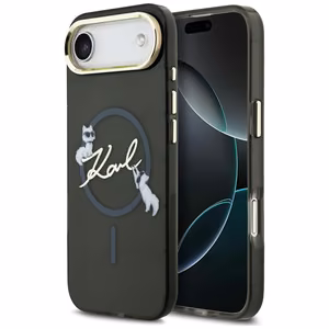 Karl Lagerfeld IML Choupettes Karl Script Logo MagSafe iPhone Air Suojakuori - Musta