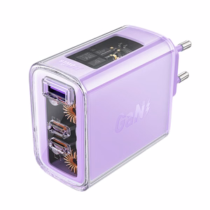 Acefast charger GaN 65W 3 ports (1xUSB, 2xUSB C) purple (A45)