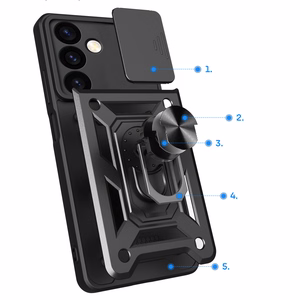 Hybrid Armor Camshield panssarisuojakuori Samsung Galaxy S24+:lle kamerasuojalla - musta