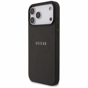 Guess Grained Ring MagSafe Suojakuori iPhone 17 Pro Max:lle - Musta