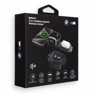 BMW M Qi2 3-in-1-langaton laturi, 15 W, painettu logo, sininen