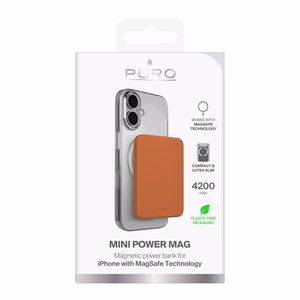 Puro 4200mAh Ultra-Thin MagSafe USB-C Compatible Power Bank - Orange