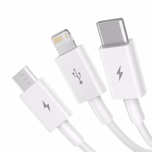 Kaapeli Baseus Superior USB - microUSB+Lightning+Type-C 3.5A 1,5m valkoinen CAMLTYS-02